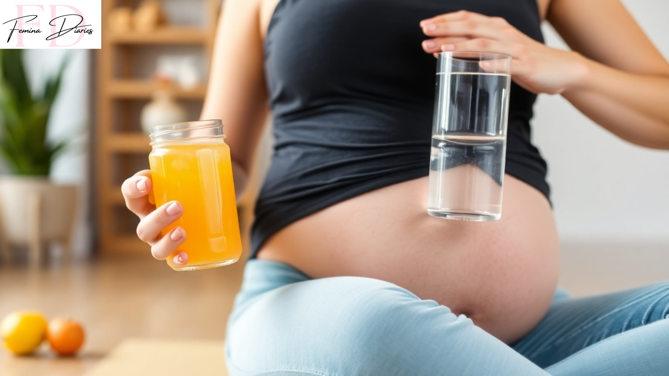 A pregnant woman have juices